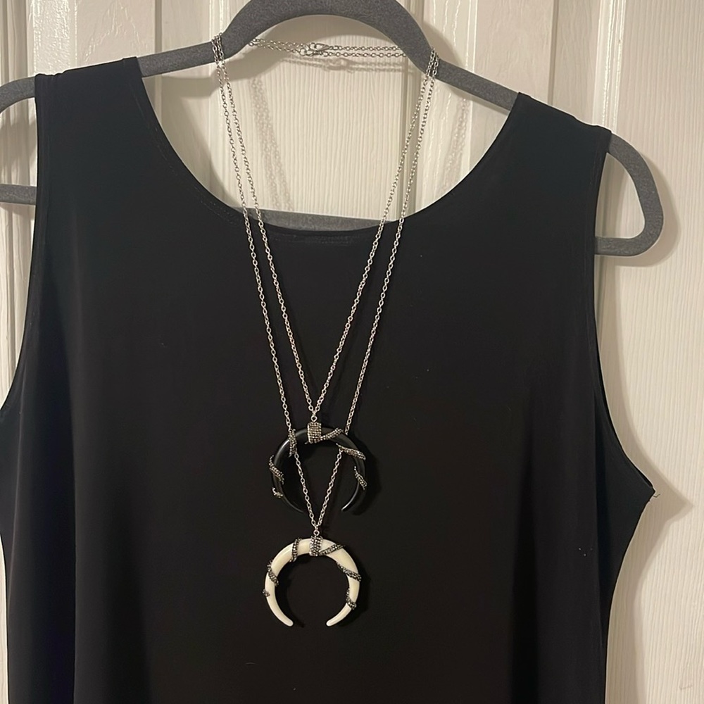 Bundle of 2 boutique necklaces—silver with rhinestones and horns